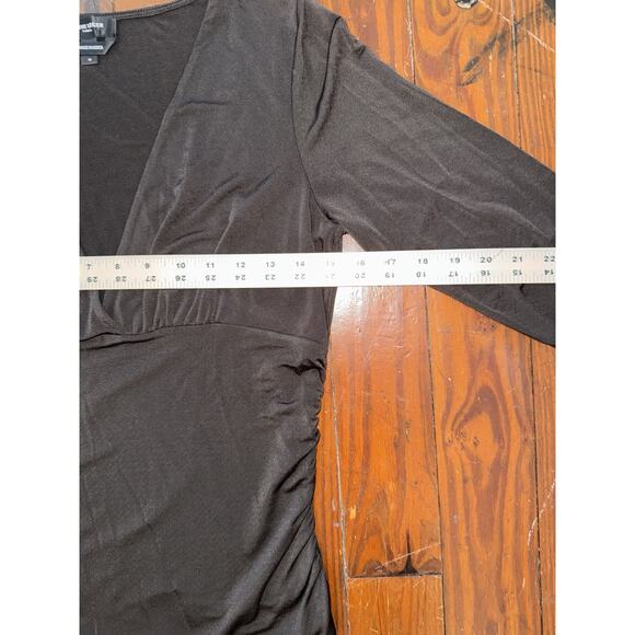 Herve Leger Paris Cutout Deep V Long Sleeve Top Black Womens M Chic Sexy Classic - Picture 9 of 9